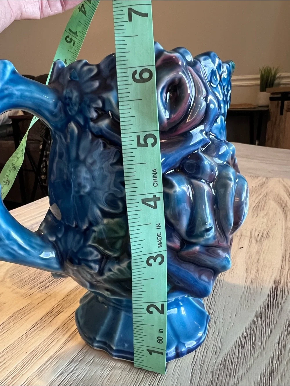 Vintage Royal Bouquet Unicorn Japan Blue Floral Ceramic Pitcher Vase
